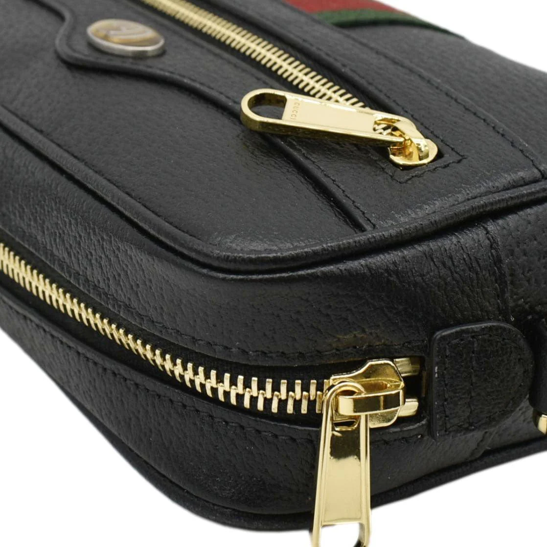 GUCCI Ophidia Web Mini  Leather Crossbody Bag Black 719885 - Image 6