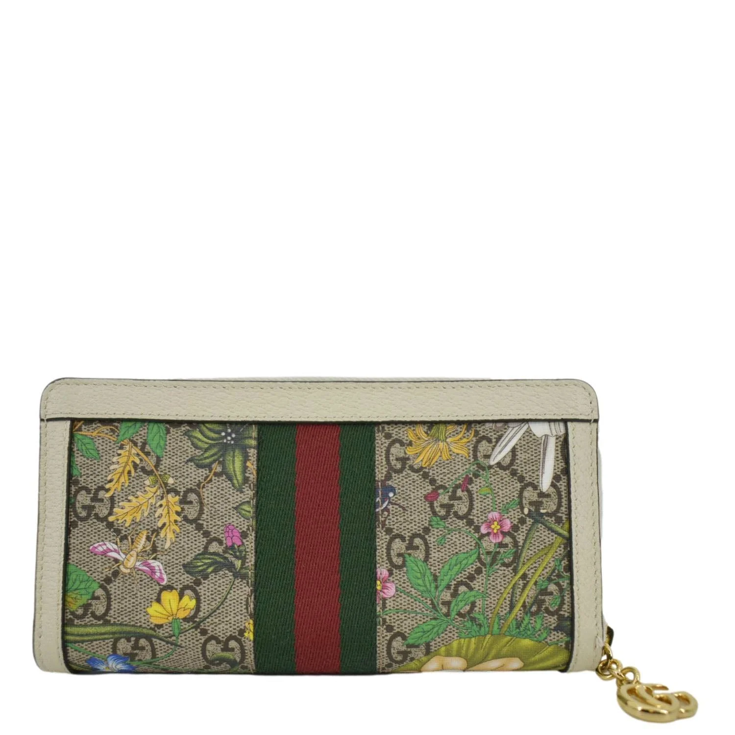 GUCCI Ophidia Flora Web GG Continental Supreme Canvas Wallet Beige 523154 - Image 4
