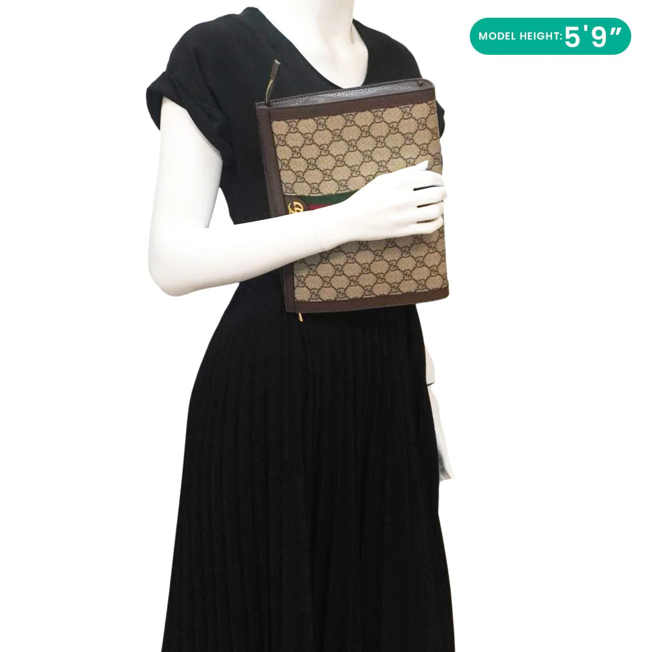 GUCCI Ophidia GG Supreme Canvas Zip Pouch Beige 625549 - Image 2