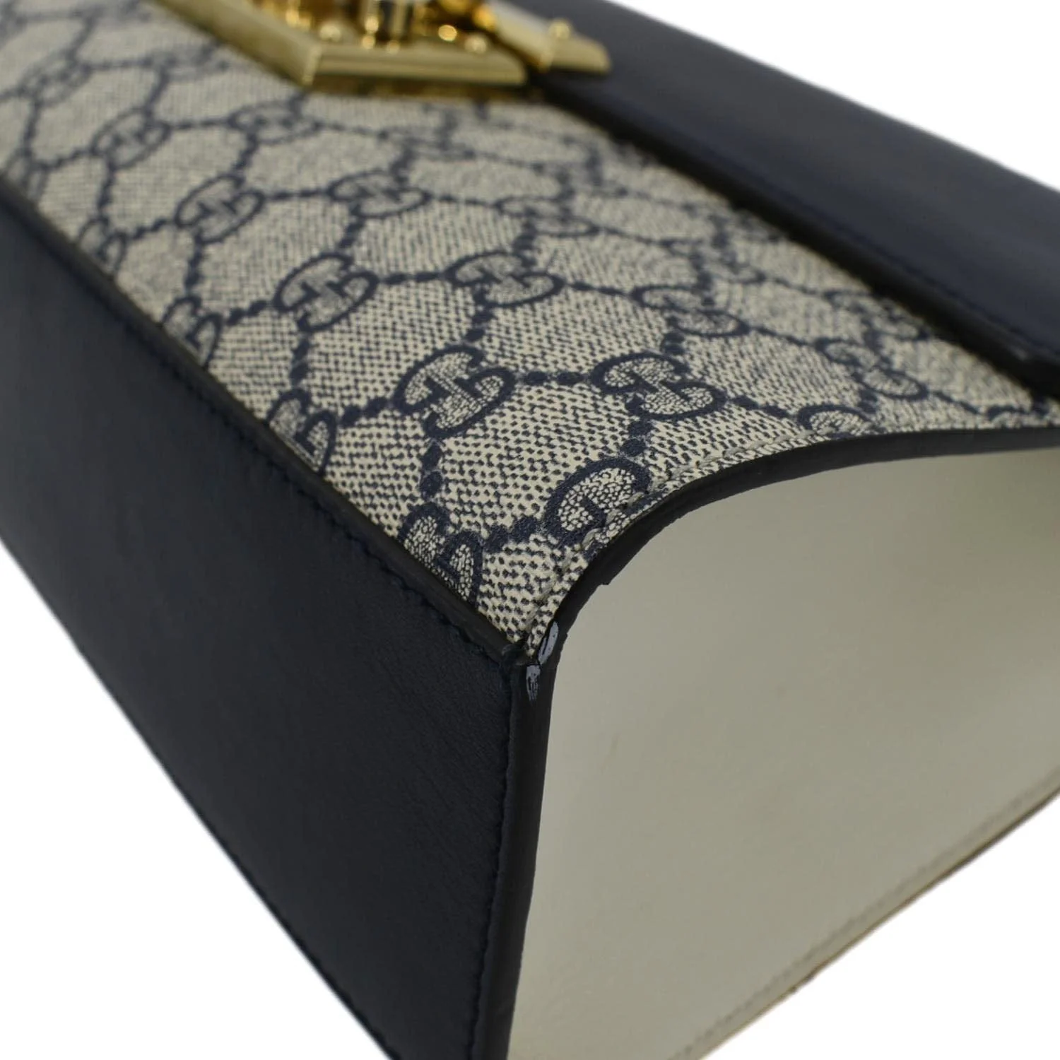 GUCCI Padlock GG Supreme Canvas Shoulder Bag Navy Blue 409486 - Image 10