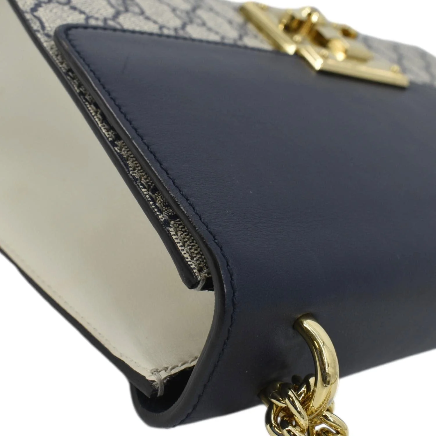 GUCCI Padlock GG Supreme Canvas Shoulder Bag Navy Blue 409486 - Image 7
