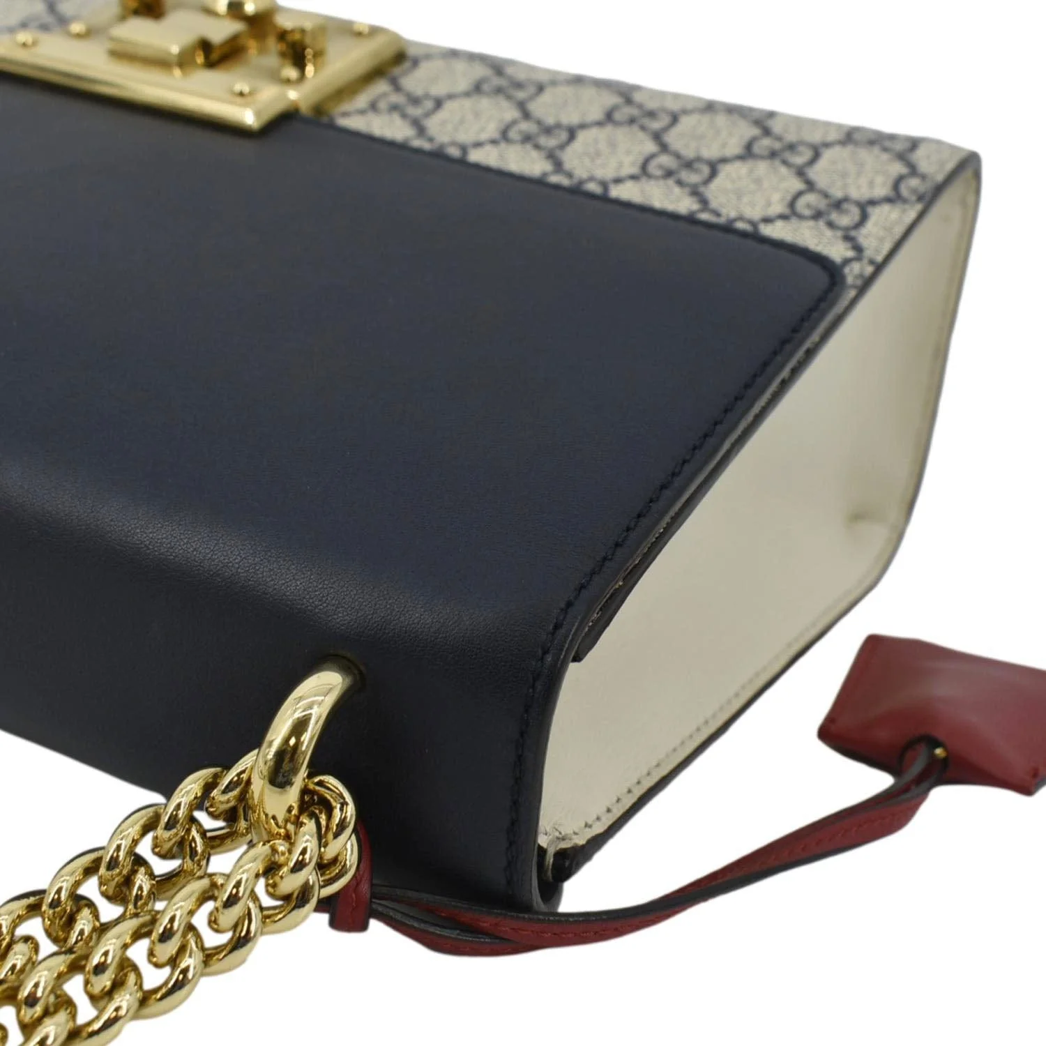 GUCCI Padlock GG Supreme Canvas Shoulder Bag Navy Blue 409486 - Image 8