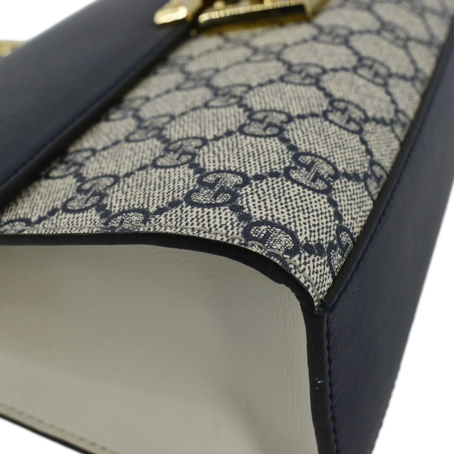 GUCCI Padlock GG Supreme Canvas Shoulder Bag Navy Blue 409486 - Image 9