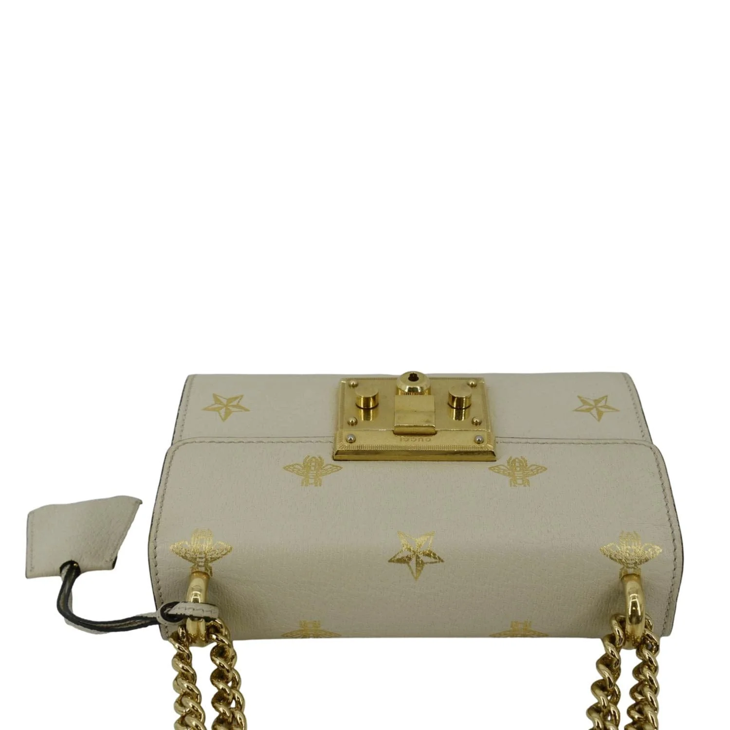GUCCI Padlock Bee Leather Shoulder Bag Ivory 432182 - Image 4