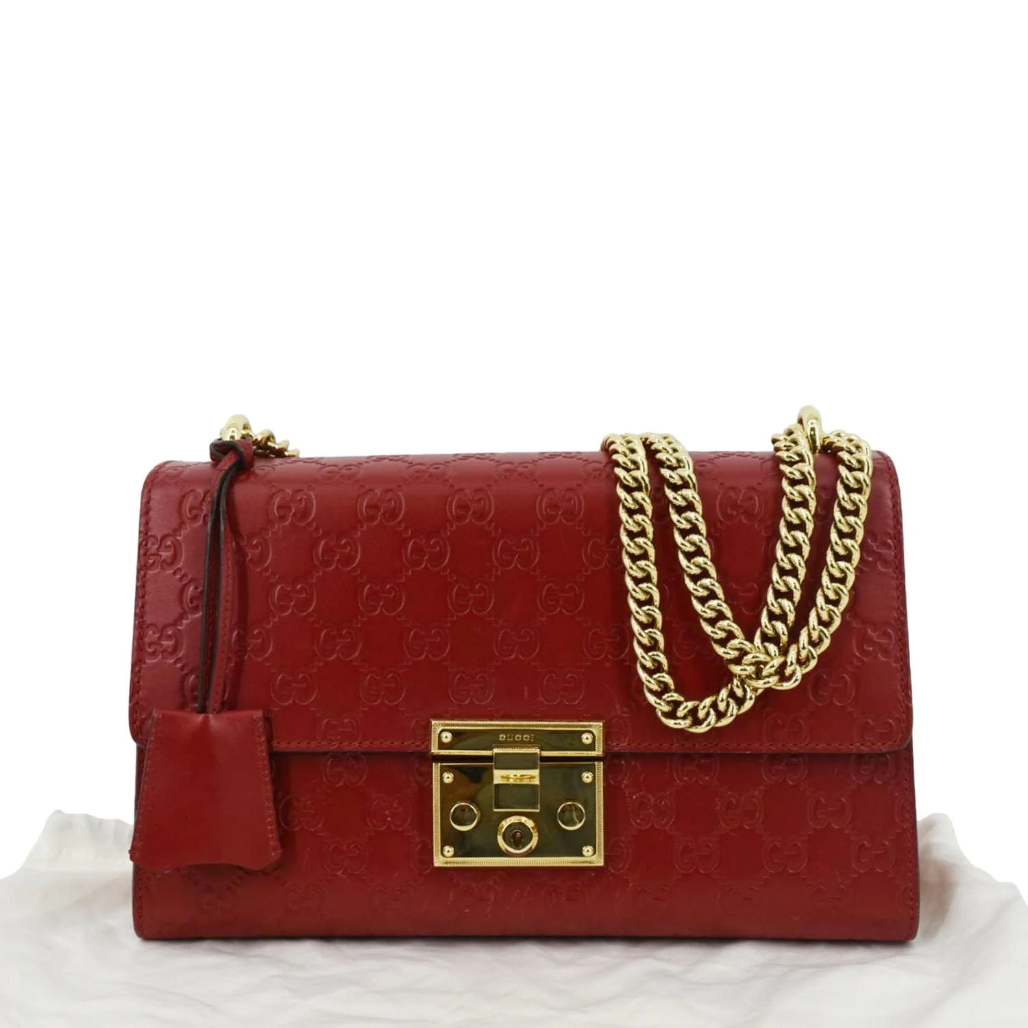 GUCCI Padlock GG Leather Shoulder Bag Red 409486 - Image 3