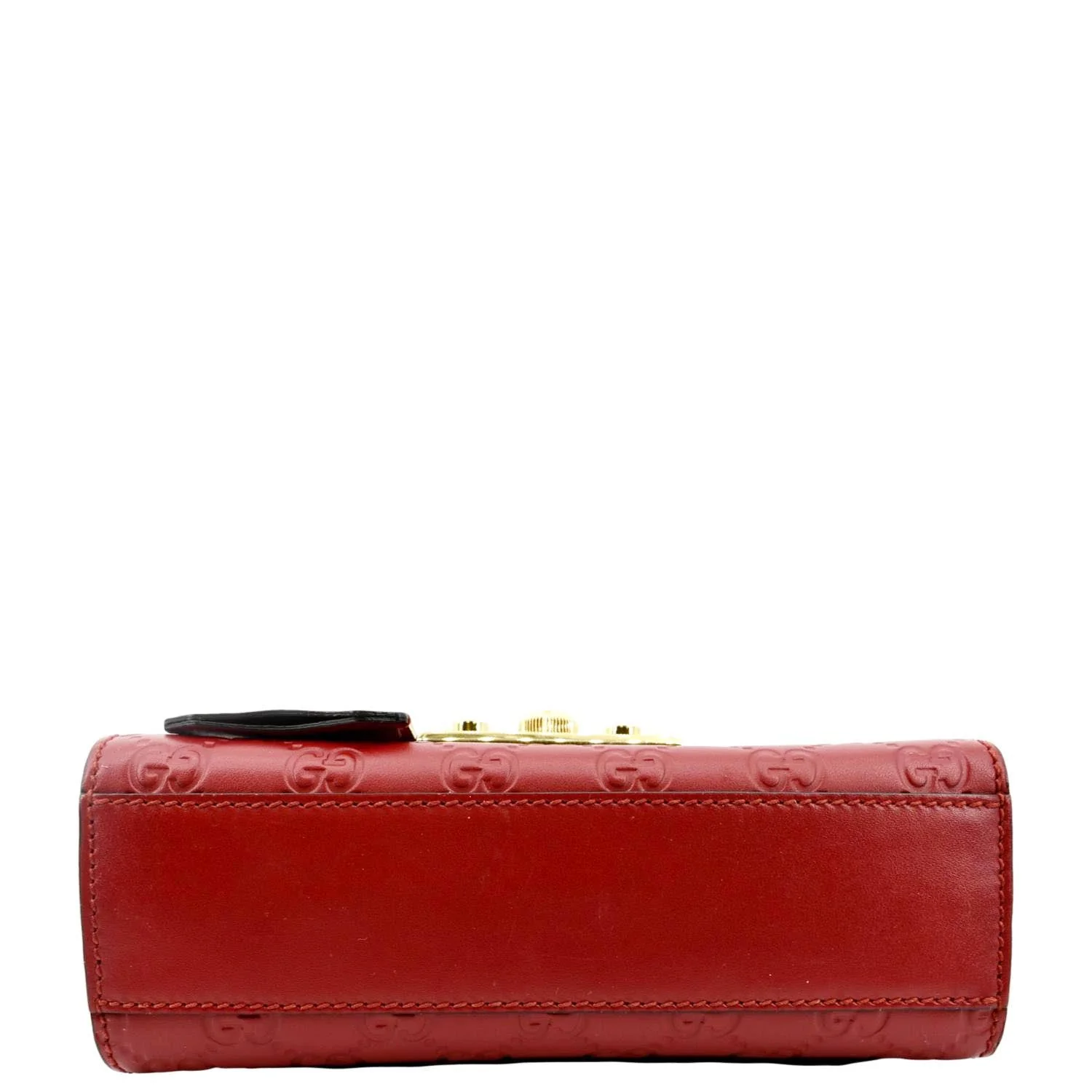 GUCCI Signature Padlock Leather Top Handle Shoulder Bag Red 409487 - Image 9