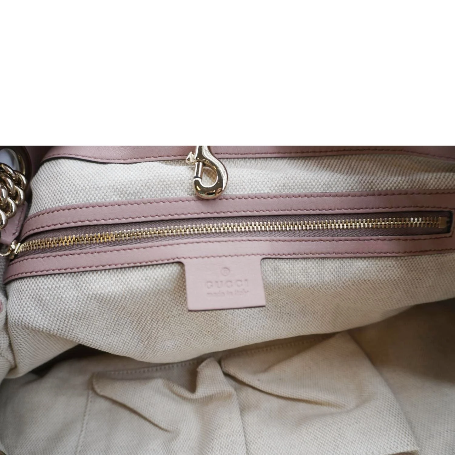 GUCCI Soho Medium Patent Leather Chain Tote Bag Beige 308982 - Image 14