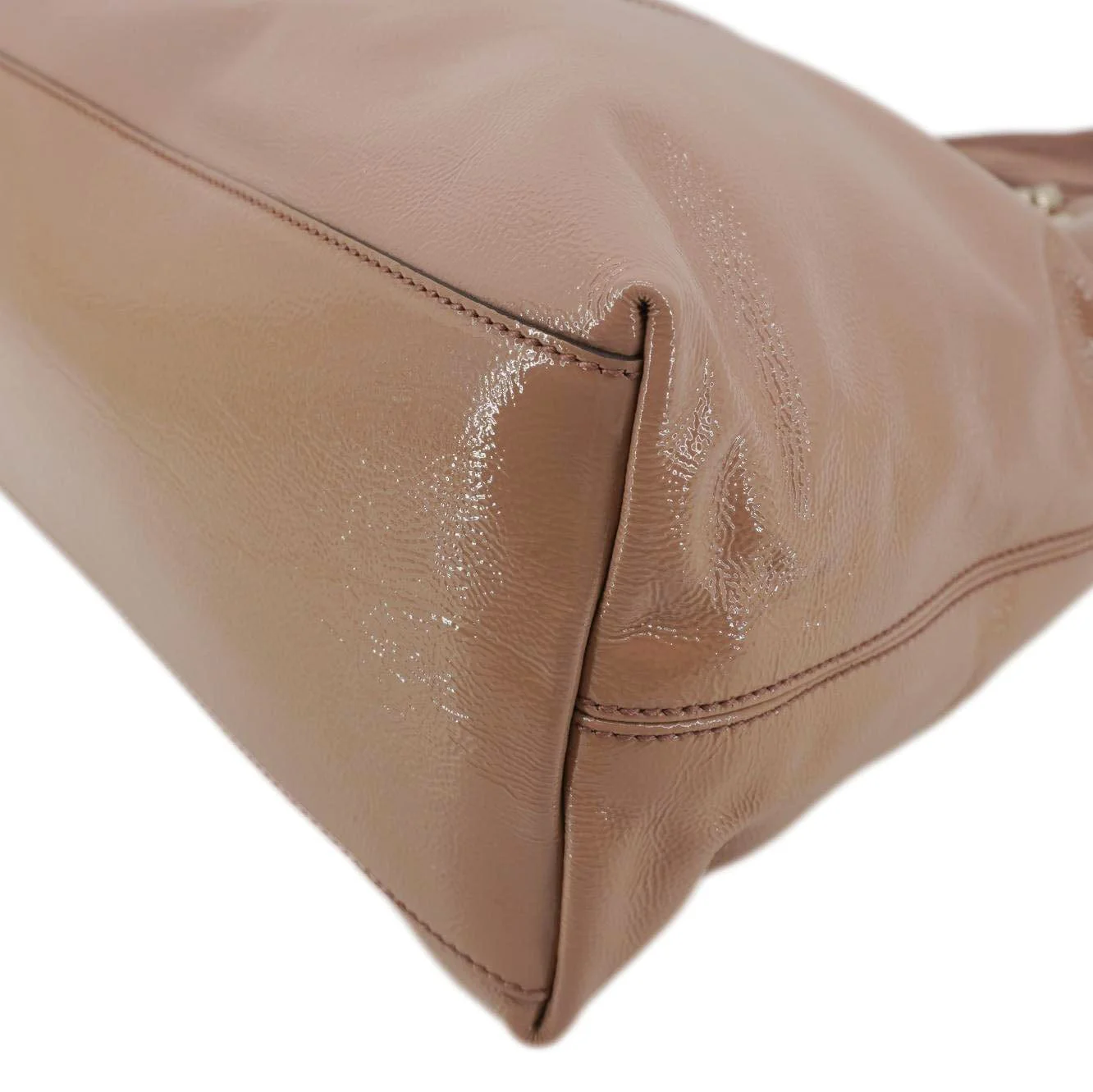 GUCCI Soho Medium Patent Leather Chain Tote Bag Beige 308982 - Image 8