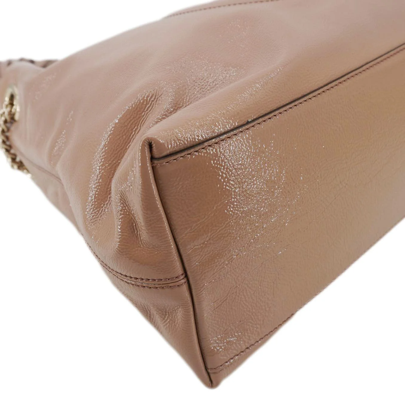 GUCCI Soho Medium Patent Leather Chain Tote Bag Beige 308982 - Image 9