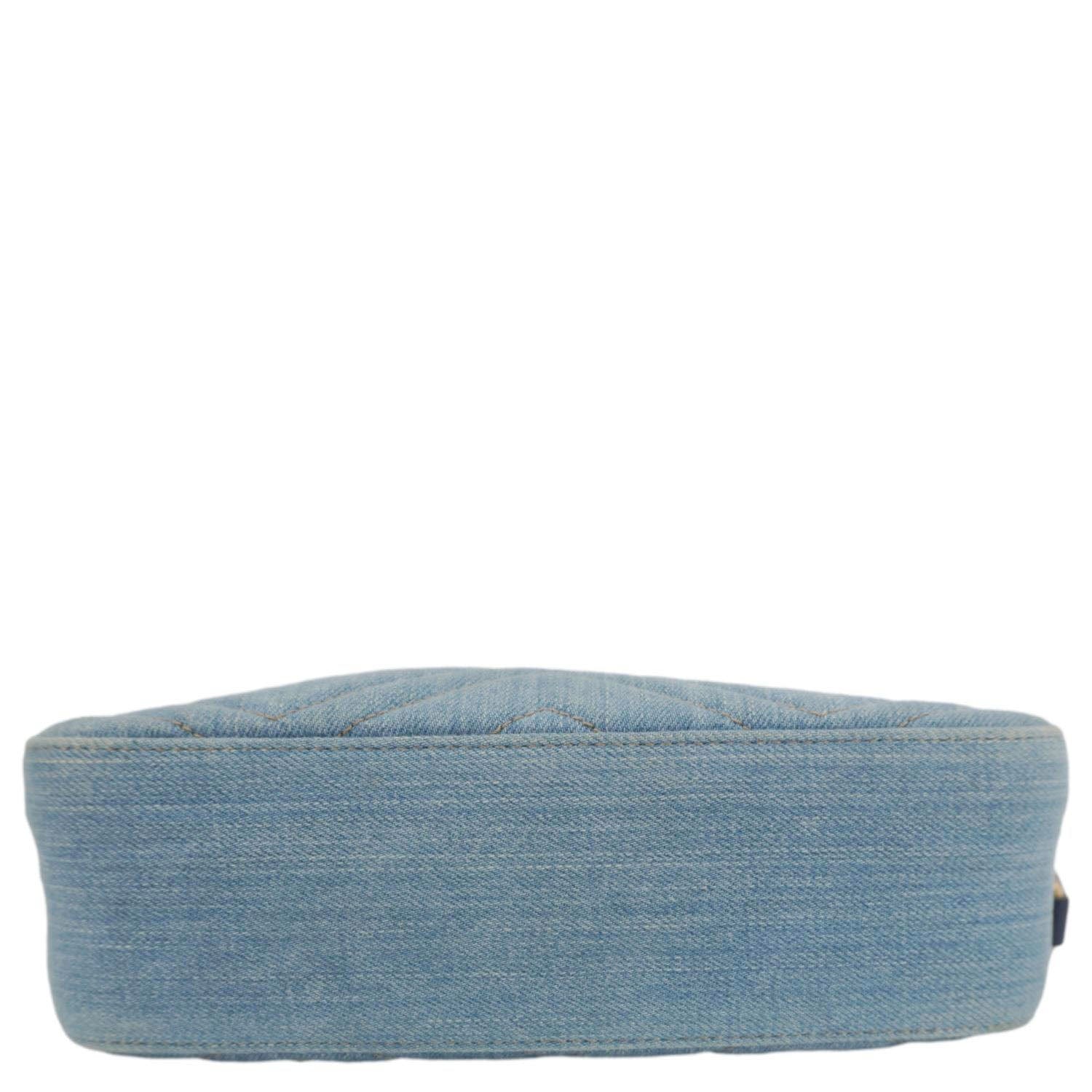 GUCCI Pearl GG Marmont Small Denim Crossbody Bag Blue 447632 - Image 10
