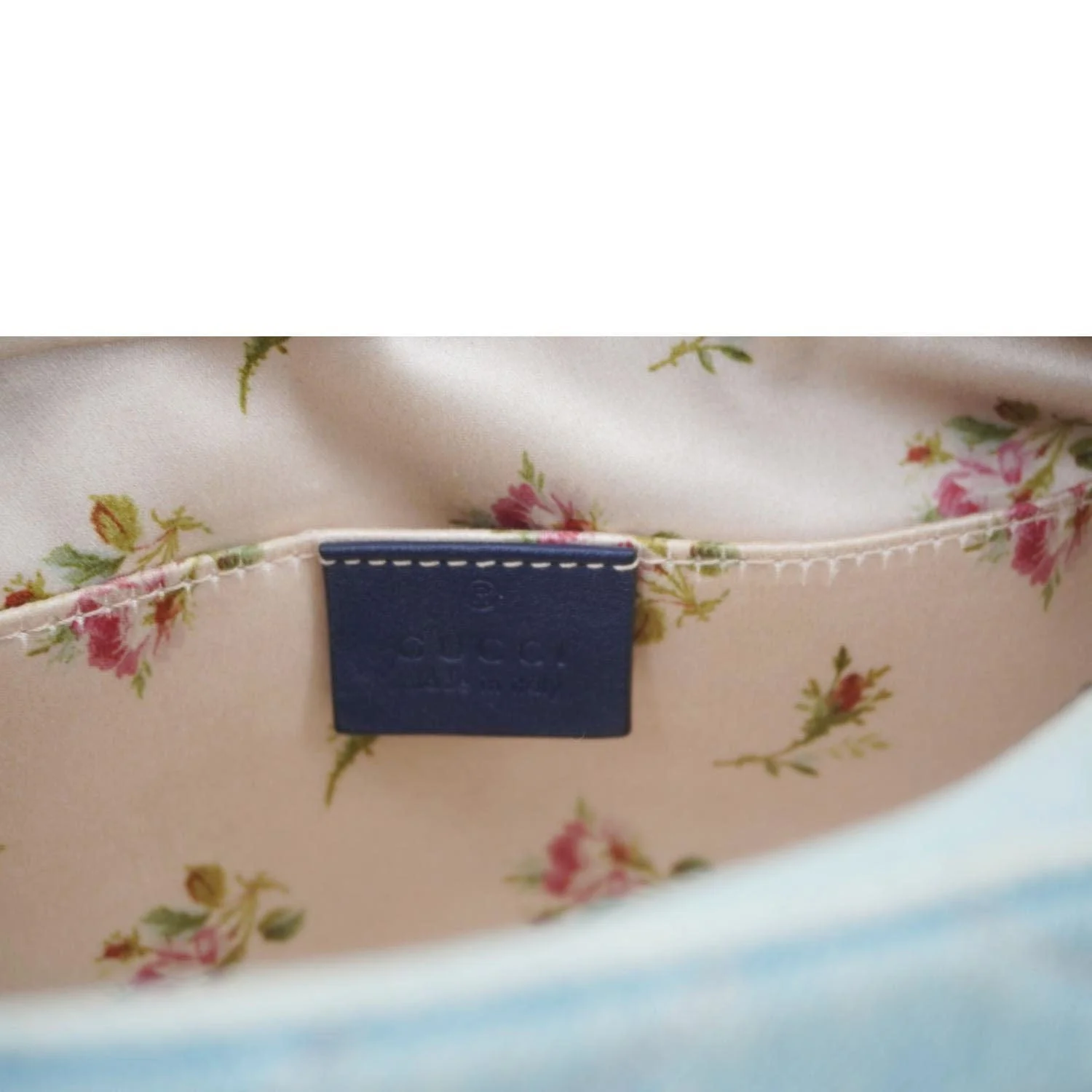GUCCI Pearl GG Marmont Small Denim Crossbody Bag Blue 447632 - Image 14
