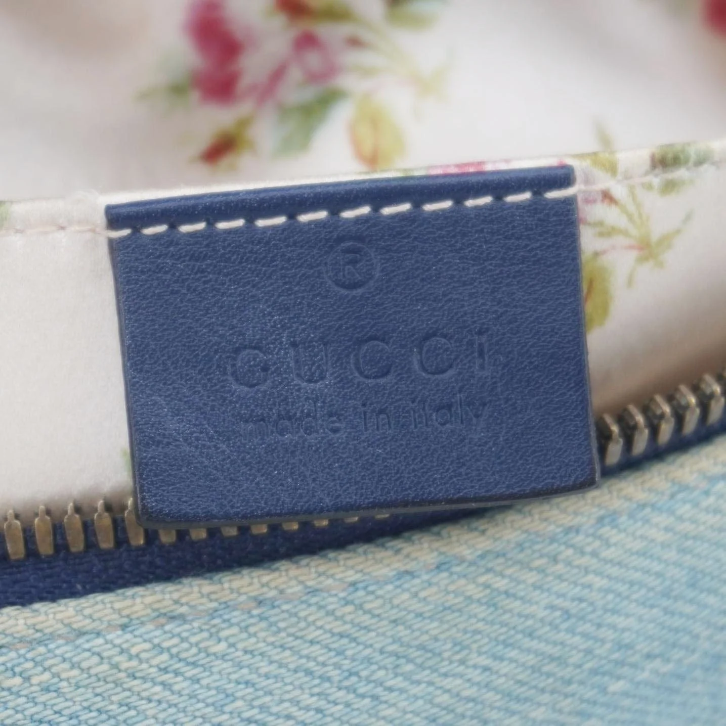 GUCCI Pearl GG Marmont Small Denim Crossbody Bag Blue 447632 - Image 17