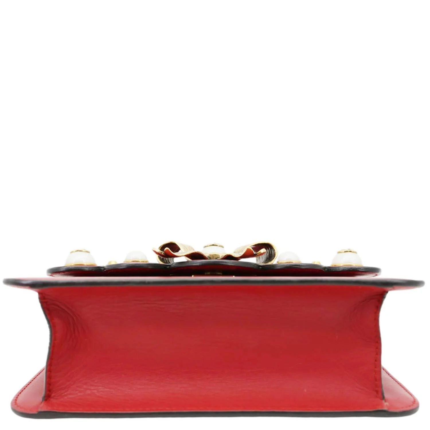 GUCCI Pearly Peony Leather Chain Shoulder Bag Red 432281 - Image 3