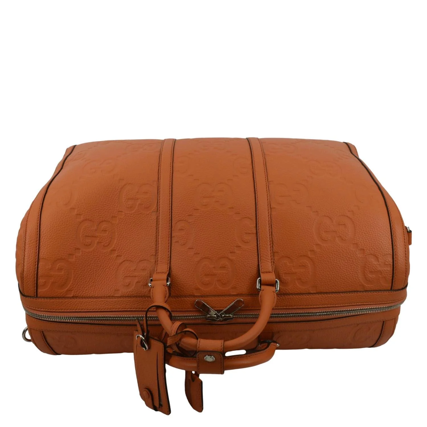 GUCCI Piuma Jumbo GG Leather Duffle Bag Orange 725129 - Image 5