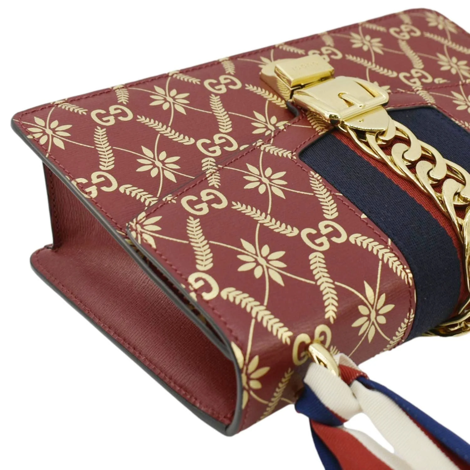 GUCCI Sylvie Small Printed Leather Satchel Bag Red 524405 - Image 6