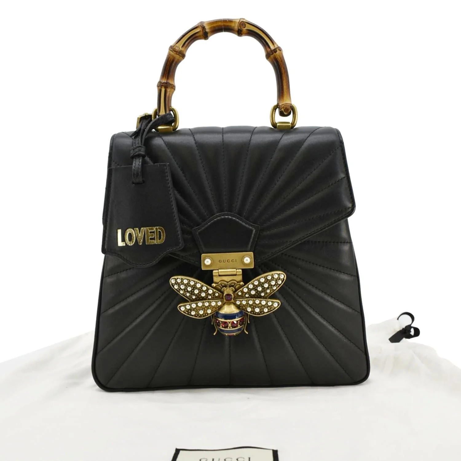 GUCCI Queen Margaret Bee Quilted Leather Backpack Black 476664 - Image 3