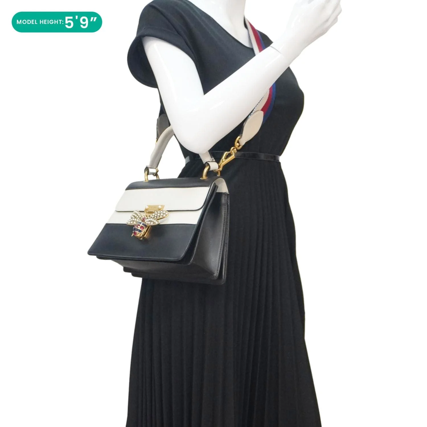 GUCCI Queen Margaret Bee Blind For Love Leather Shoulder Bag Black 476541 - Image 2