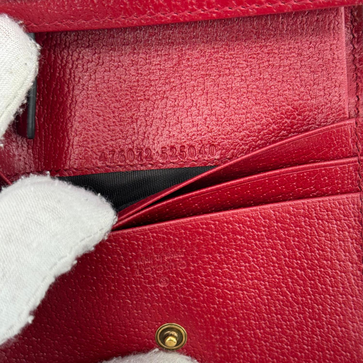 GUCCI Queen Margaret Bee GG Supreme Canvas Card Case Wallet Red 476072 - Image 11