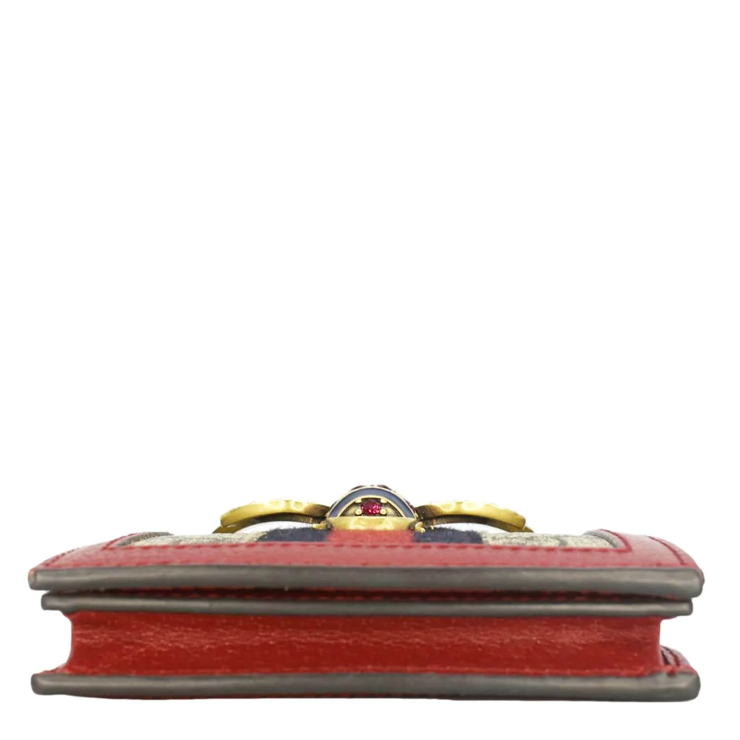 GUCCI Queen Margaret Bee GG Supreme Canvas Card Case Wallet Red 476072 - Image 6