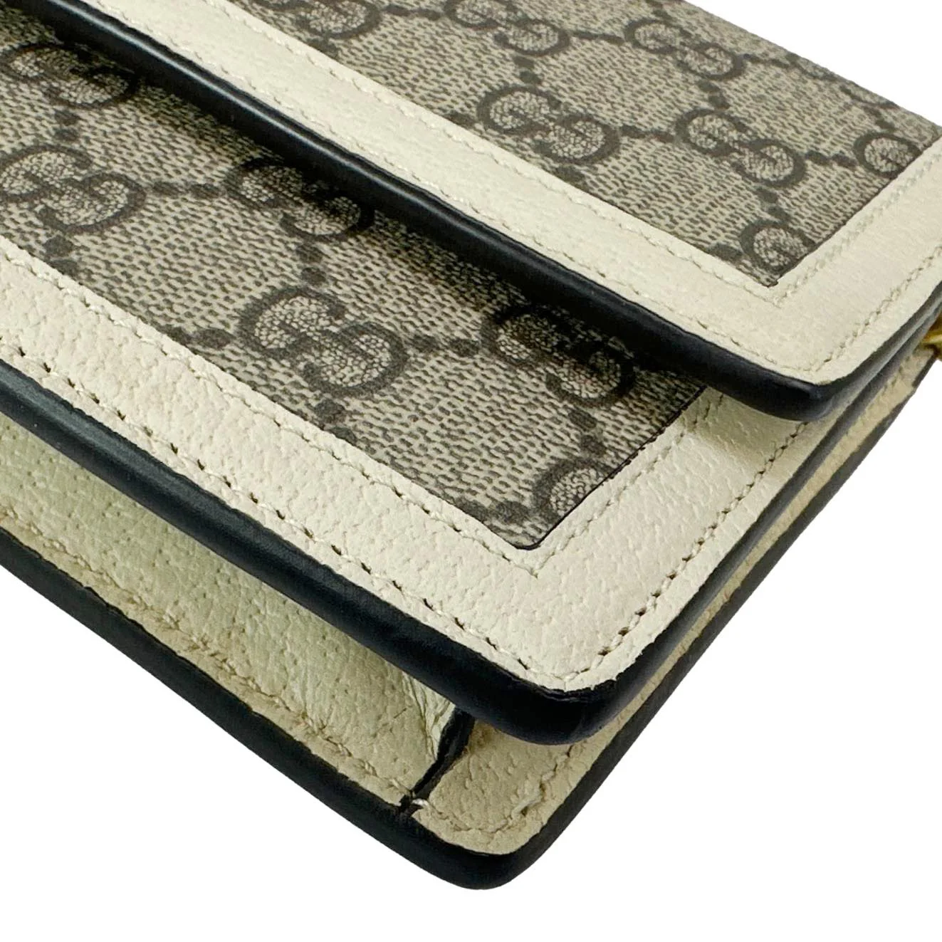 GUCCI Web Queen Margaret Mini GG Supreme Canvas Chain Wallet Beige 476079 - Image 9