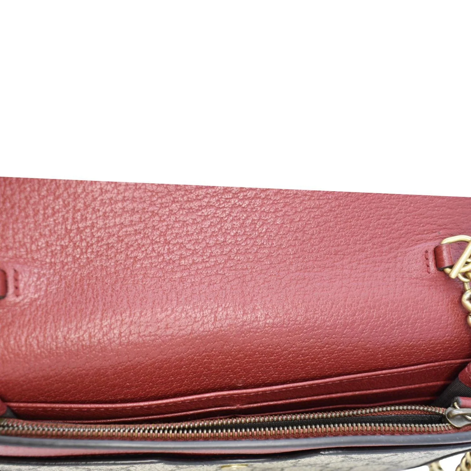 GUCCI Web Queen Margaret Mini GG Supreme Canvas Chain Wallet Beige 476079 - Image 12