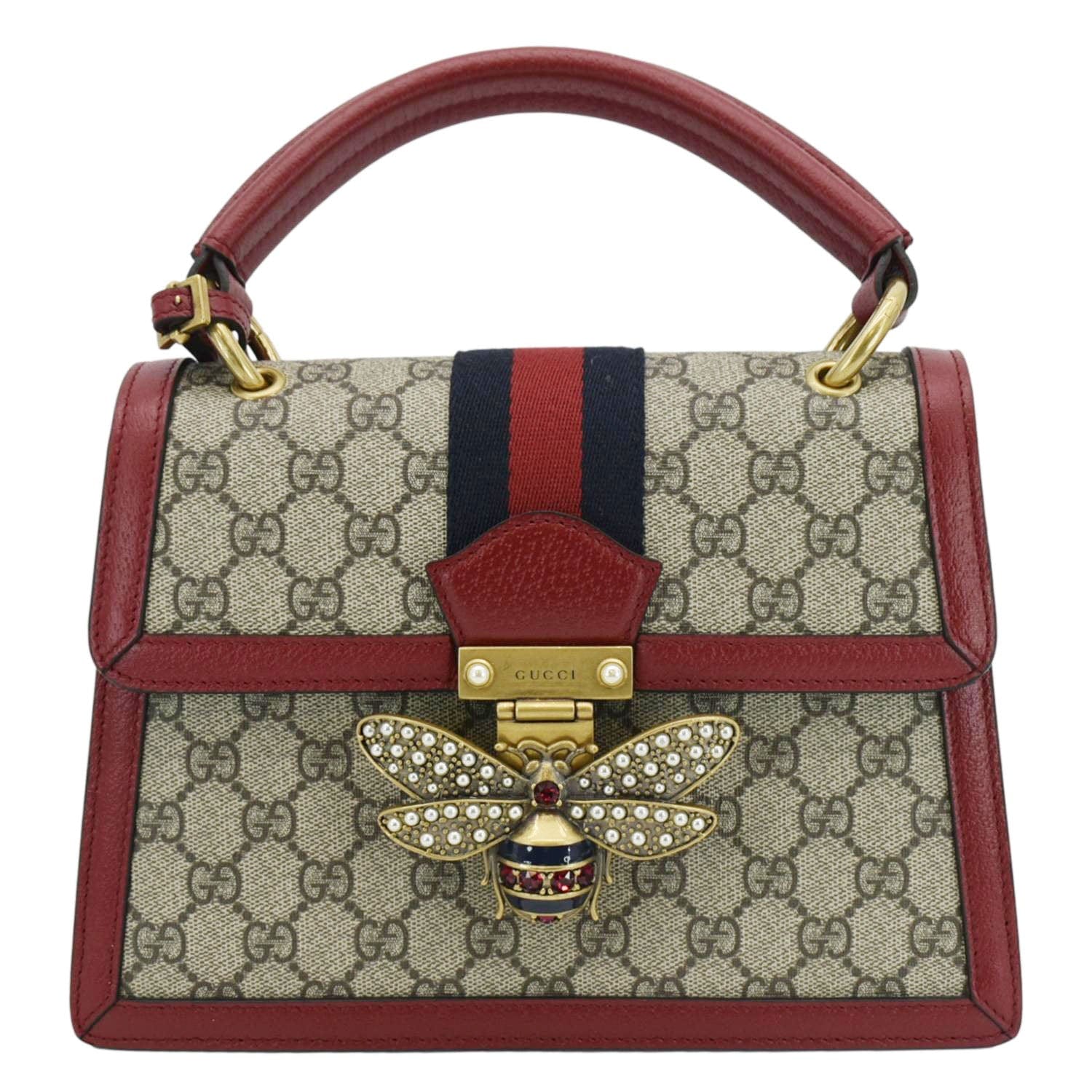 GUCCI Queen Margaret Bee GG Supreme Canvas Shoulder Bag Red 476541 - Image 4