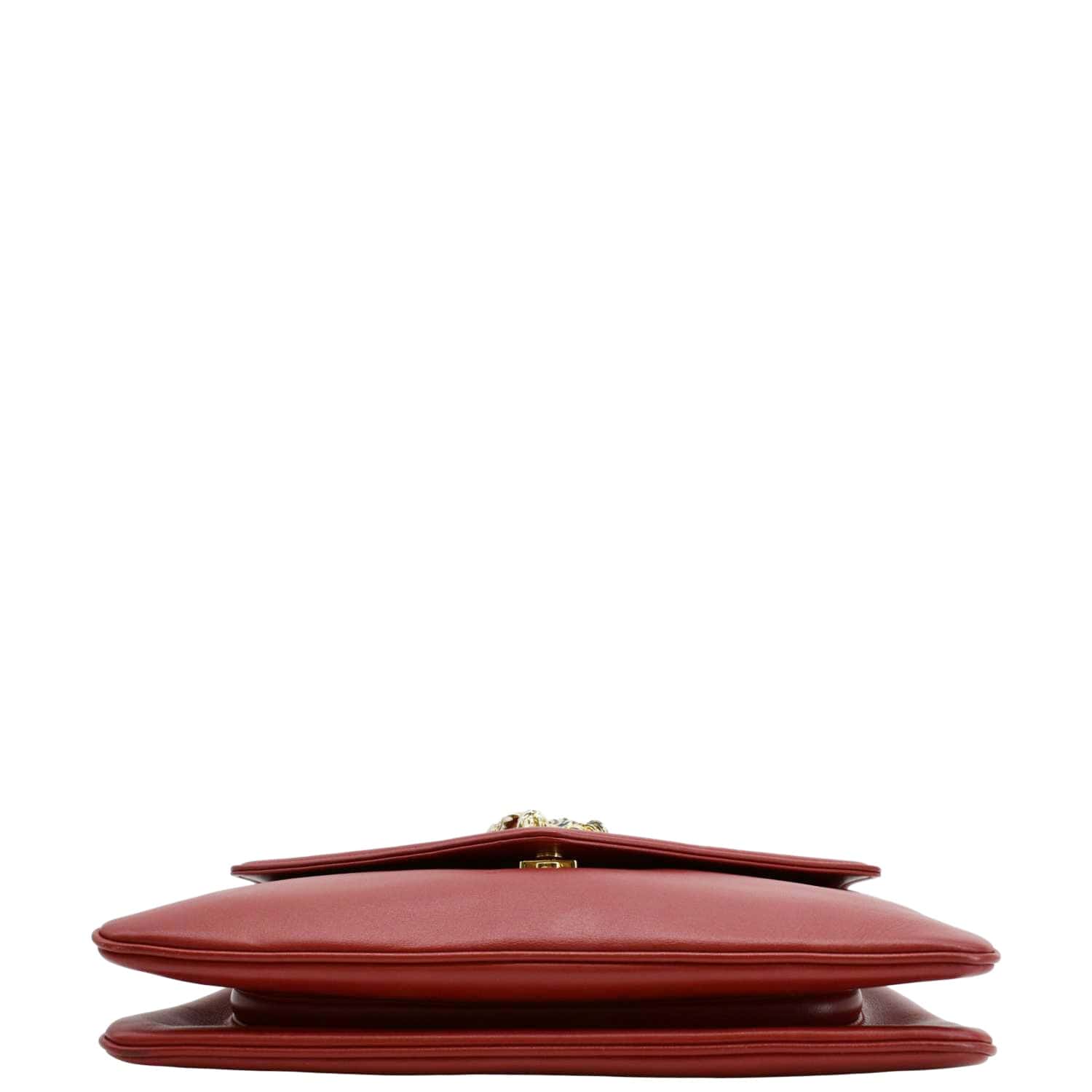 GUCCI Rajah Tiger Head Leather Chain Shoulder Bag Red 537241 - Image 9