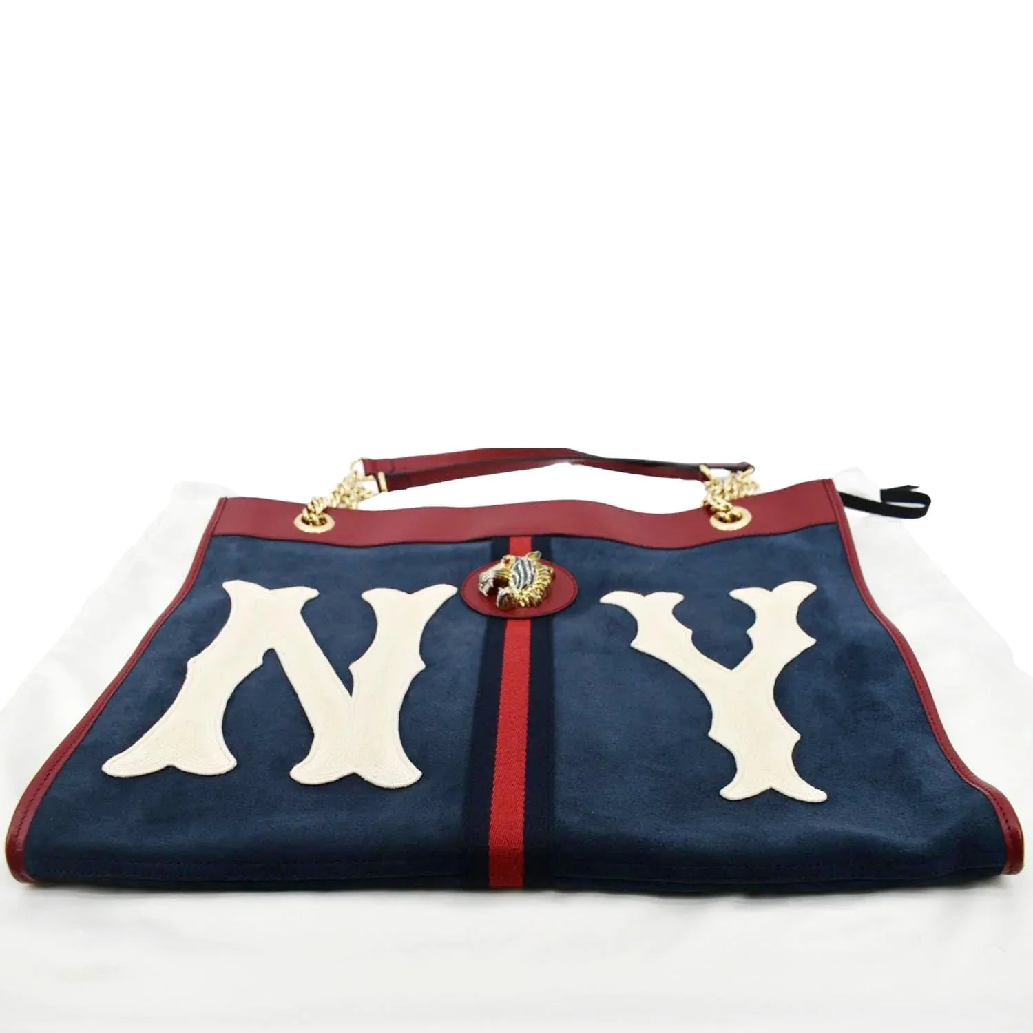 GUCCI Rajah Large Leather Tote Shoulder Bag Navy Blue 537219 - Image 4
