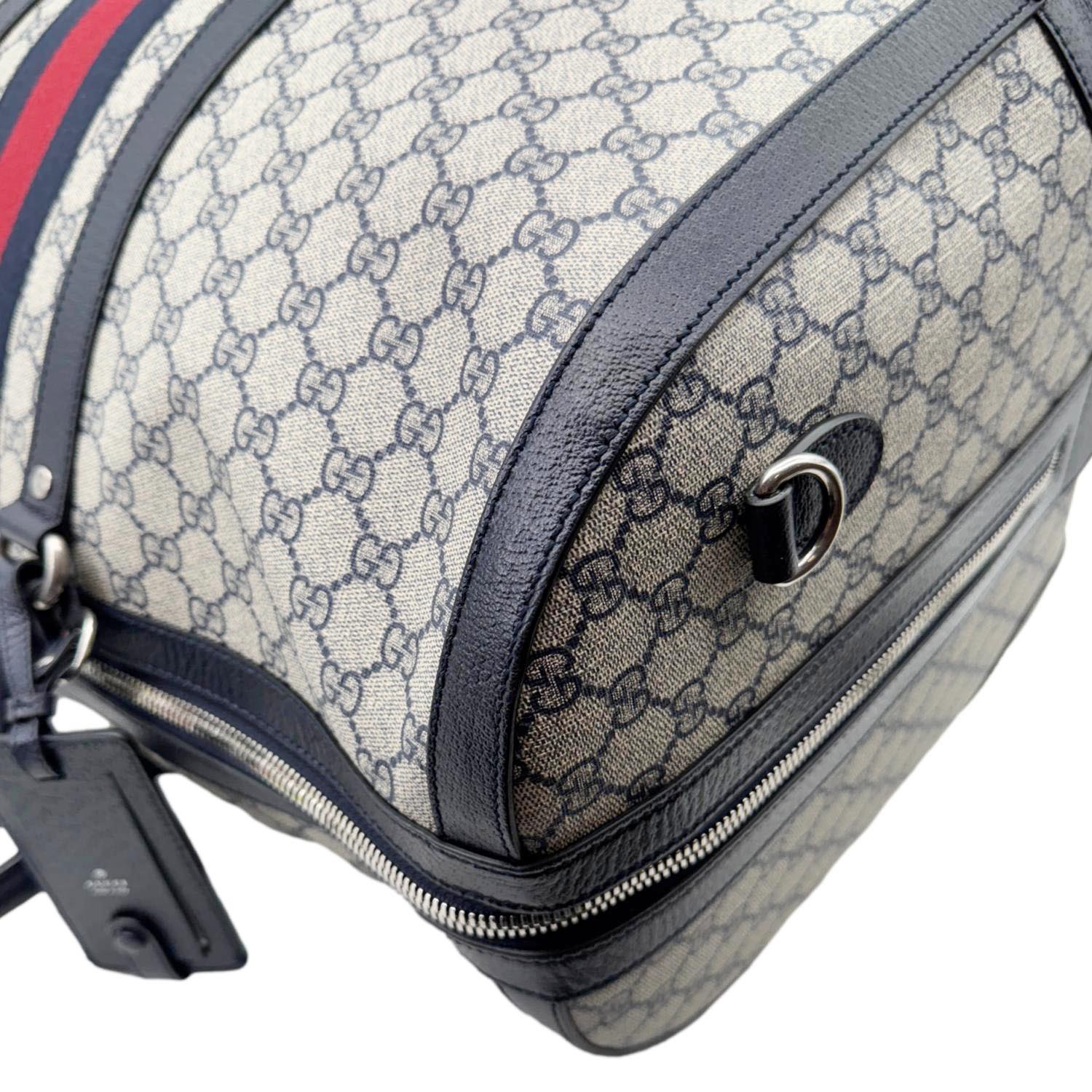 GUCCI Savoy Large GG Supreme Canvas Duffle Bag Navy Blue 724612 - Image 11