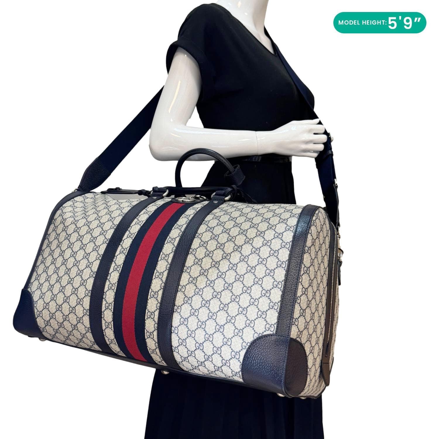 GUCCI Savoy Large GG Supreme Canvas Duffle Bag Navy Blue 724612 - Image 2
