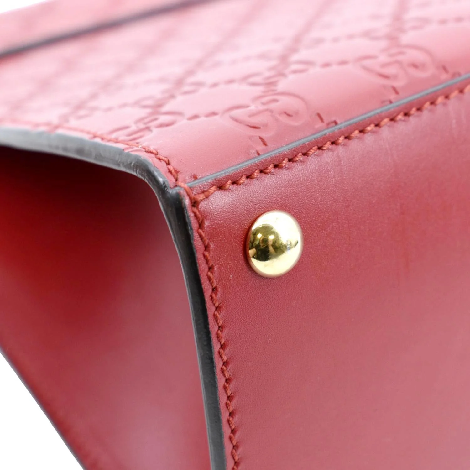 GUCCI Signature Medium Padlock Leather Top Handle Shoulder Bag Red 428208 - Image 10