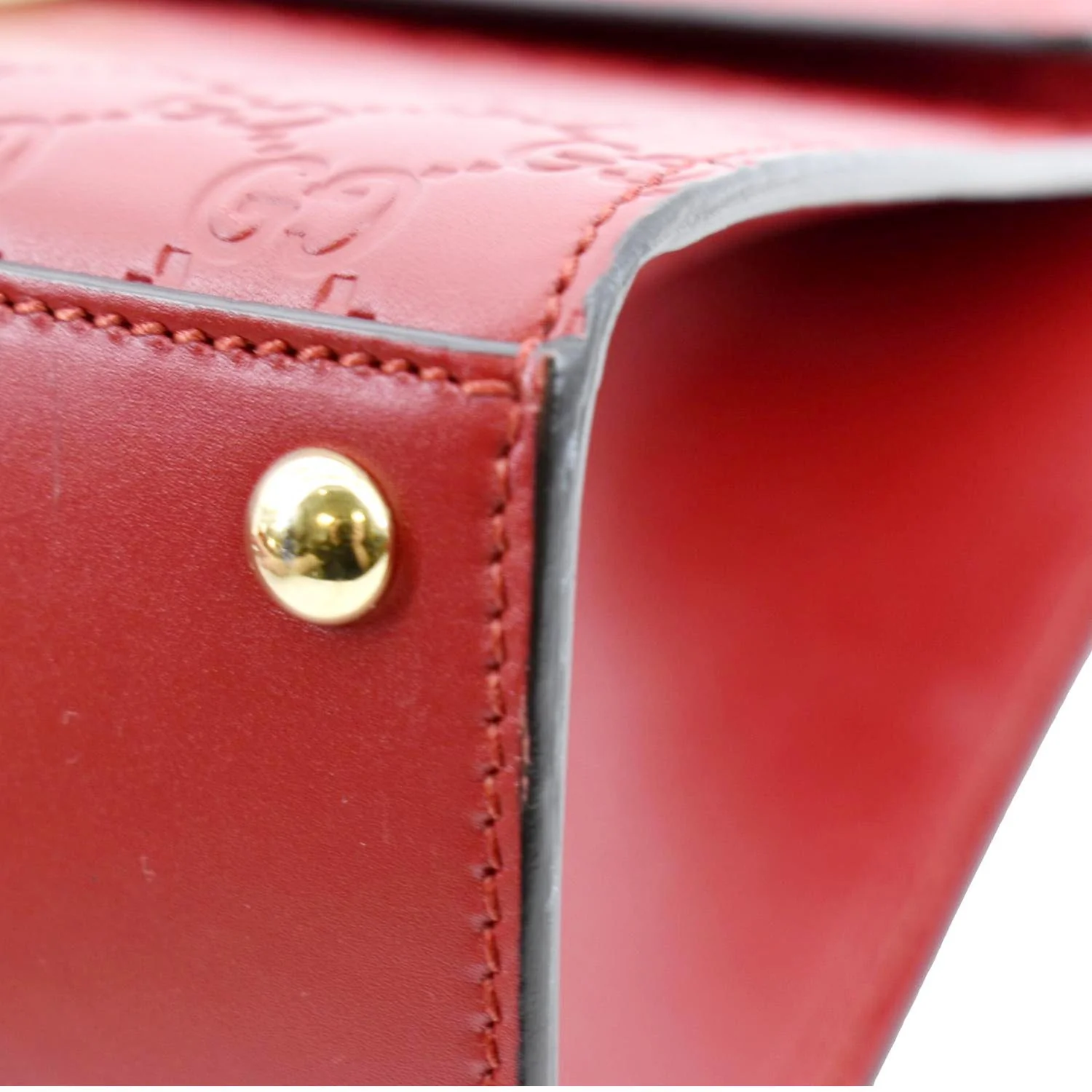 GUCCI Signature Medium Padlock Leather Top Handle Shoulder Bag Red 428208 - Image 8