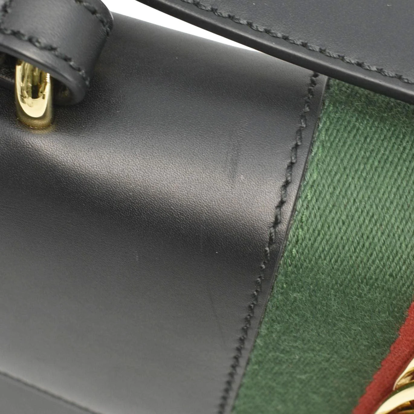 GUCCI Sylvie Small Web Leather Shoulder Bag Black 421882 - Image 14