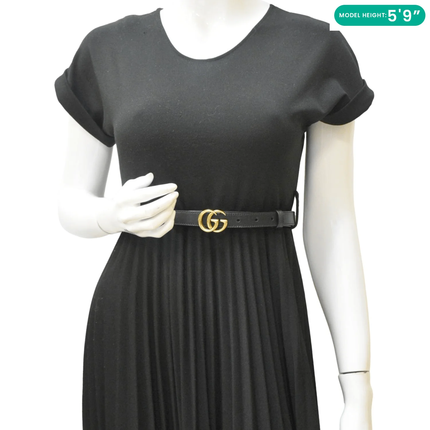 GUCCI Slim Double G Marmont Leather Buckle Belt Black Size 75/30 - Image 2