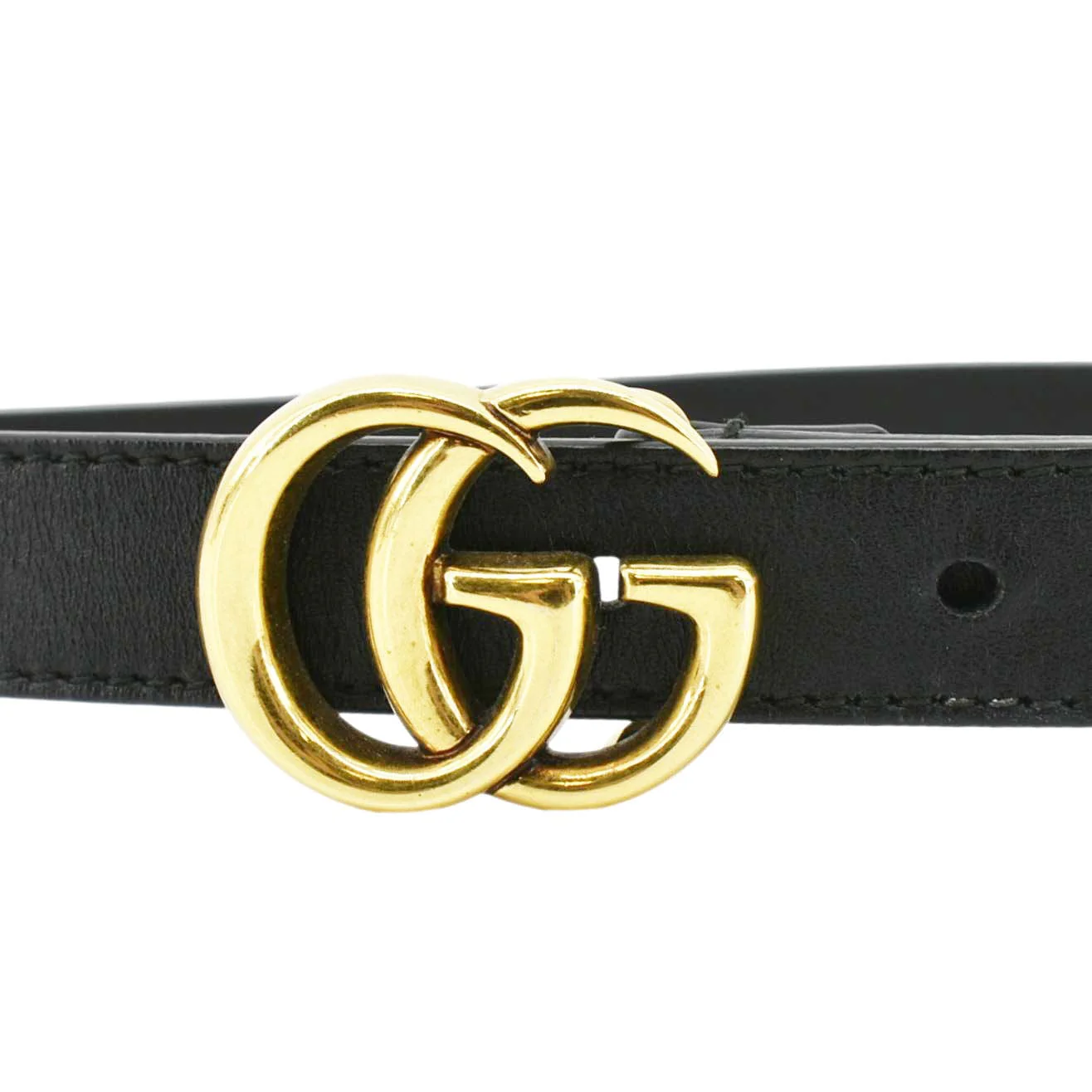 GUCCI Slim Double G Marmont Leather Buckle Belt Black Size 75/30 - Image 6