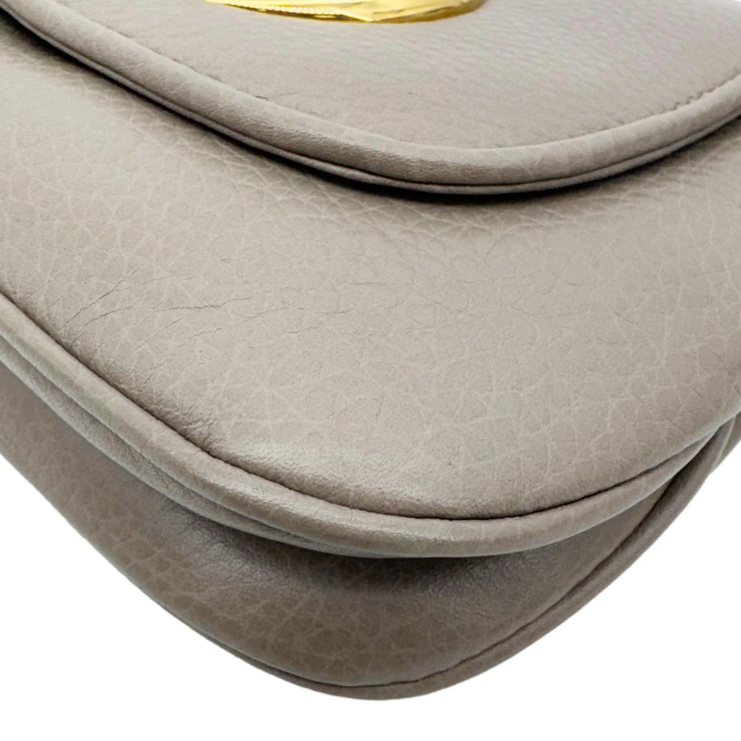 GUCCI Small 1973 Pebbled Leather Chain Crossbody Bag Taupe 251821 - Image 10