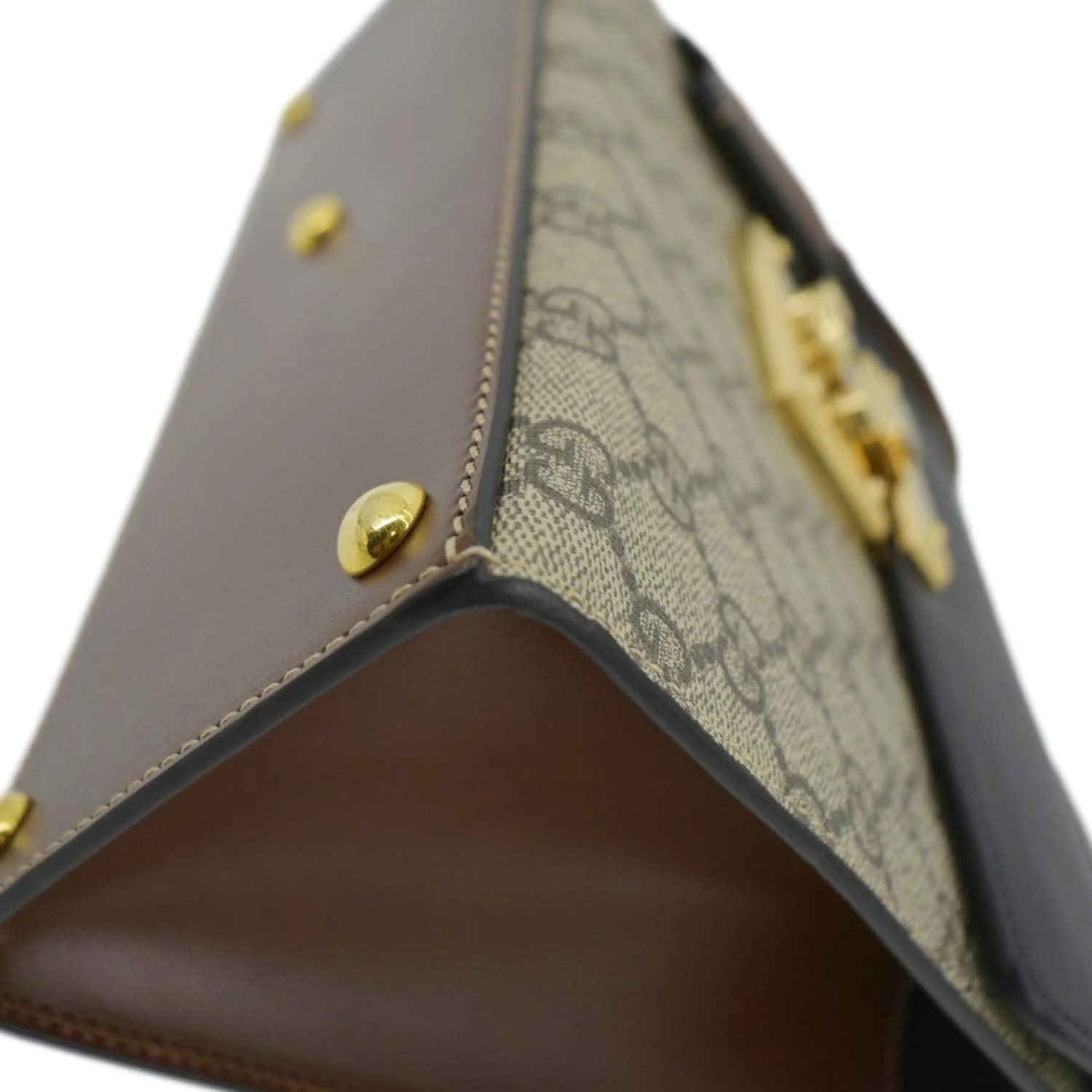 GUCCI Small Signature Padlock GG Supreme Monogram Top Handle Shoulder Bag Beige 453188 - Image 9