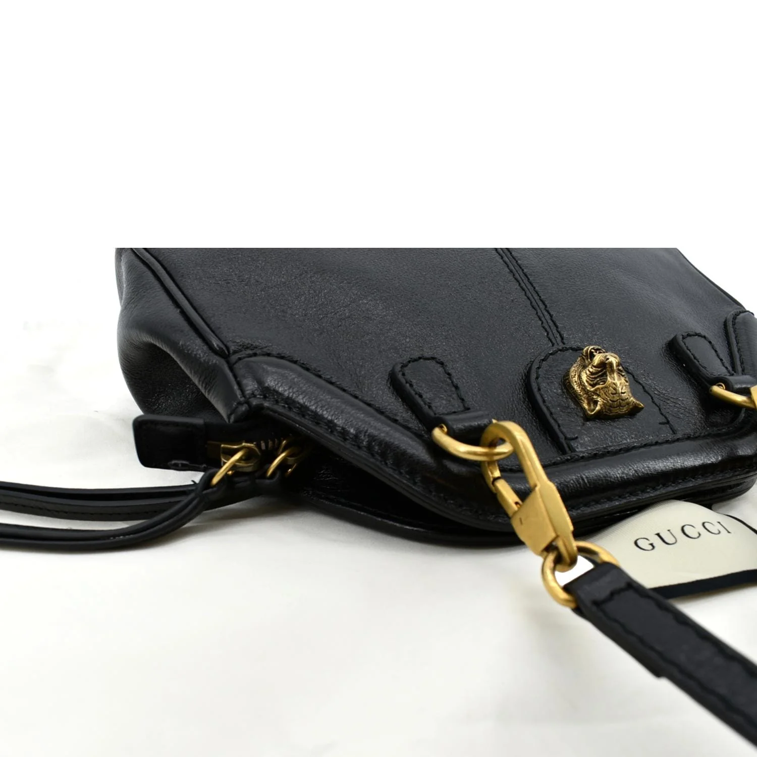 GUCCI Re(Belle) Tiger head Leather Shoulder Bag Black 524620 - Image 6