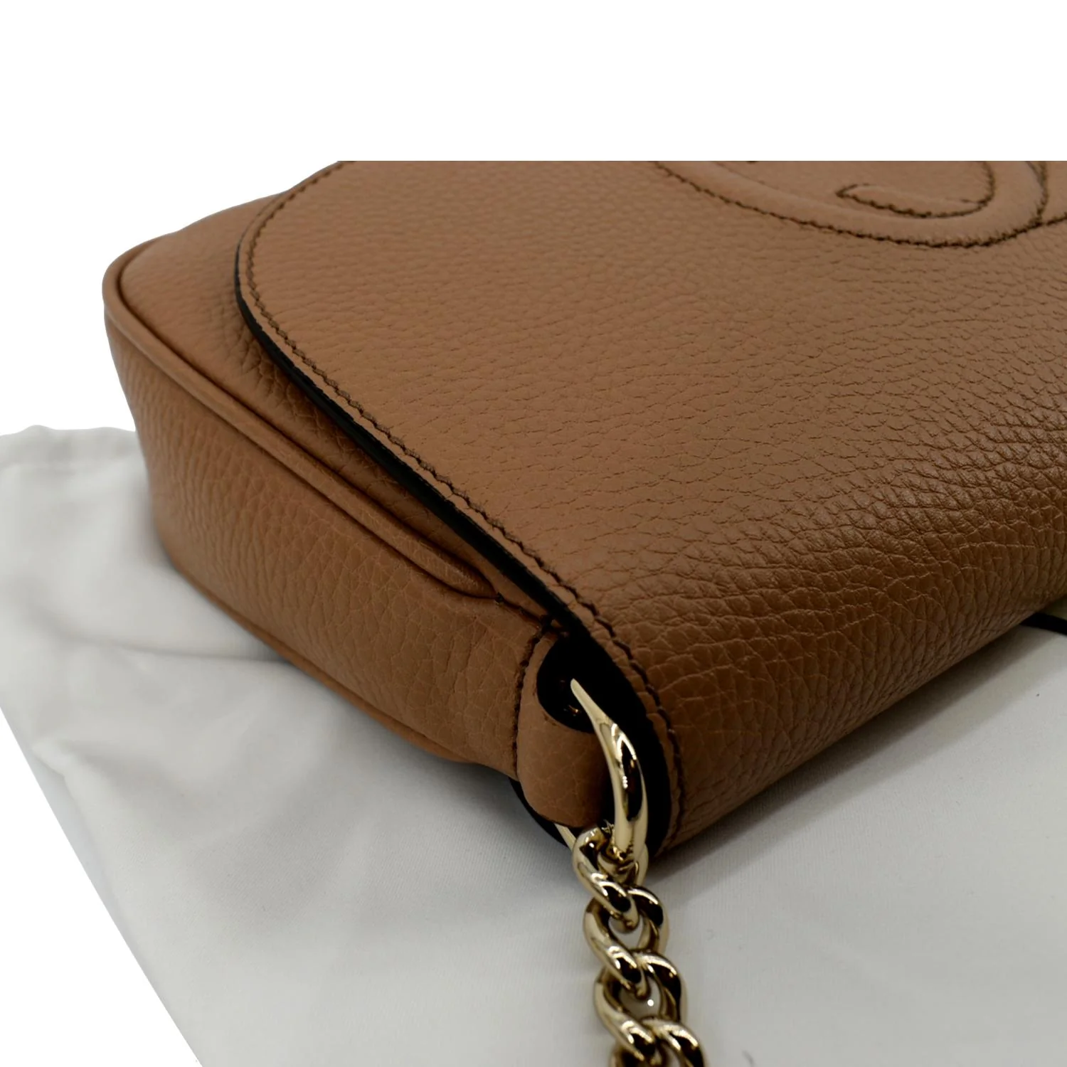 GUCCI Soho Chain Flap Leather Crossbody Bag Brown 536224 - Image 5