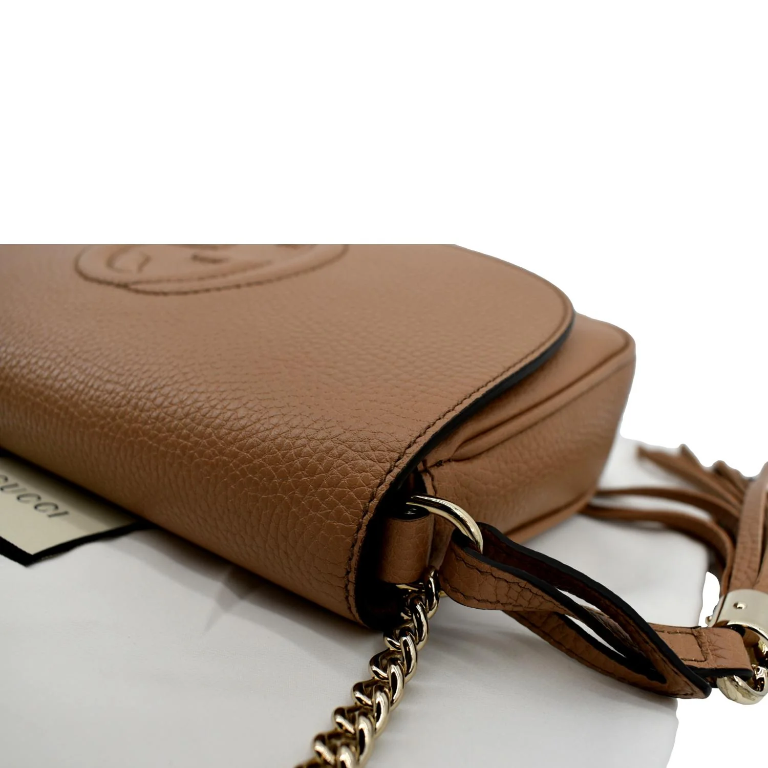 GUCCI Soho Chain Flap Leather Crossbody Bag Brown 536224 - Image 6