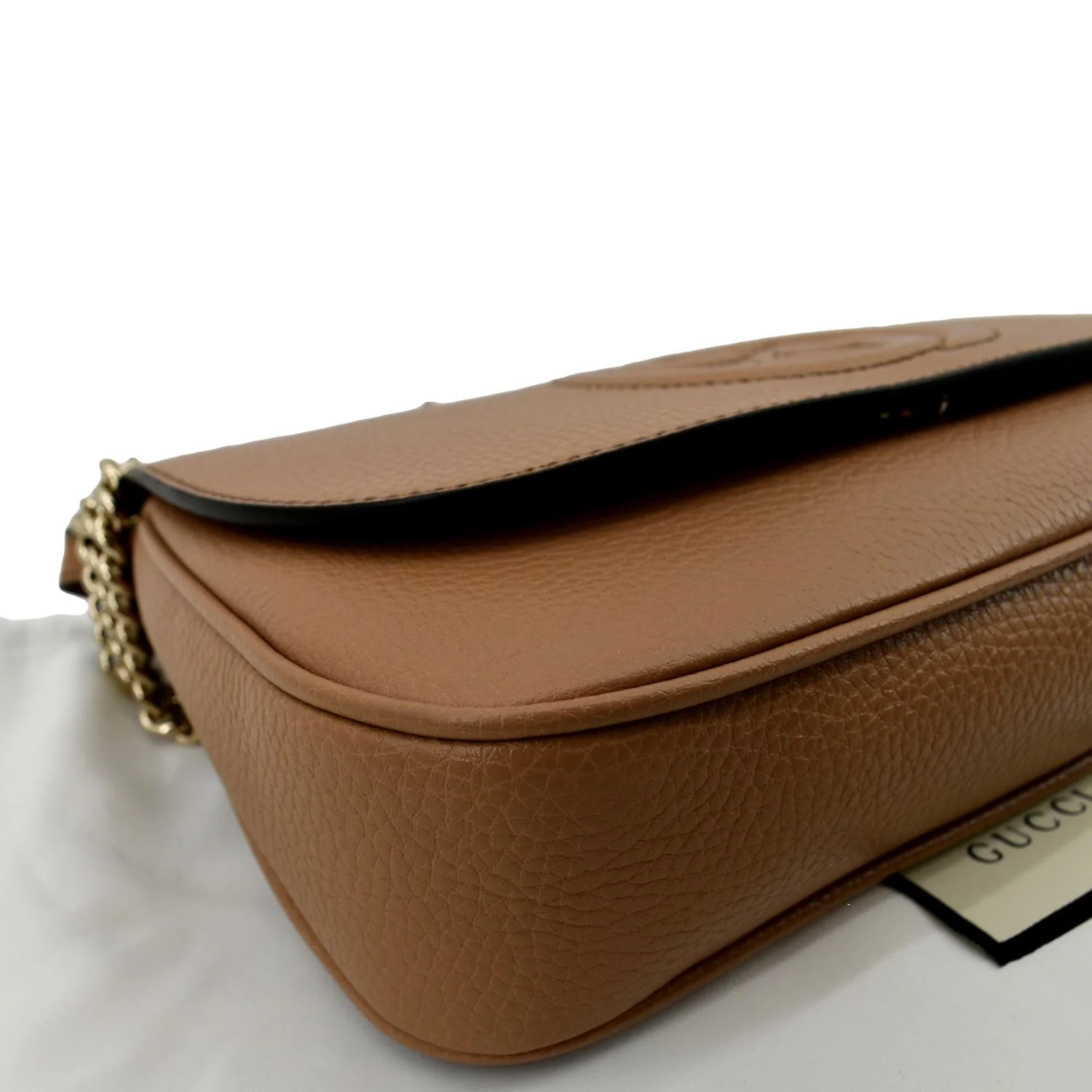 GUCCI Soho Chain Flap Leather Crossbody Bag Brown 536224 - Image 7