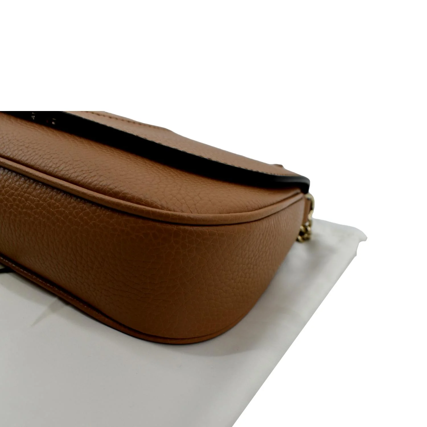 GUCCI Soho Chain Flap Leather Crossbody Bag Brown 536224 - Image 8