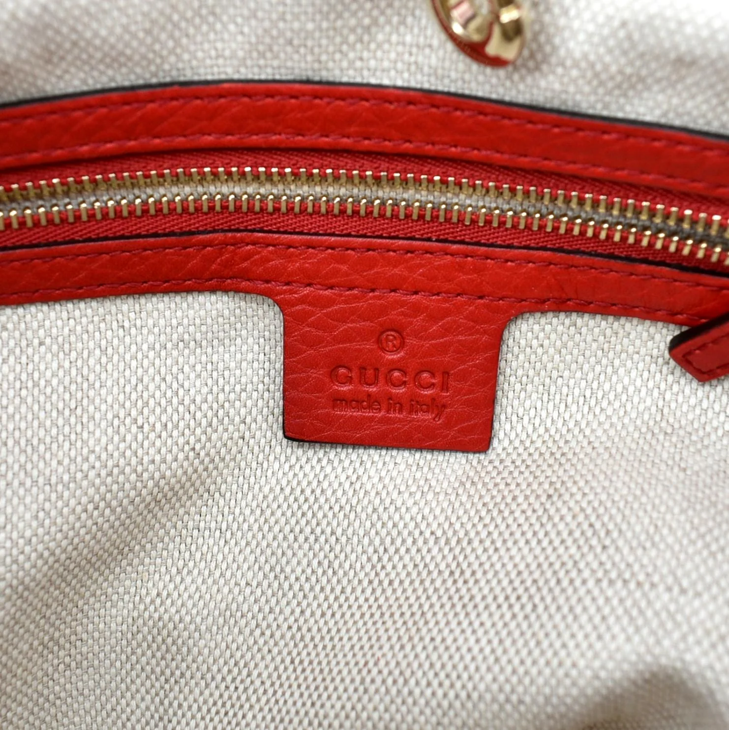 GUCCI Soho Pebbled Leather Chain Shoulder Bag Red 308982 - Image 11