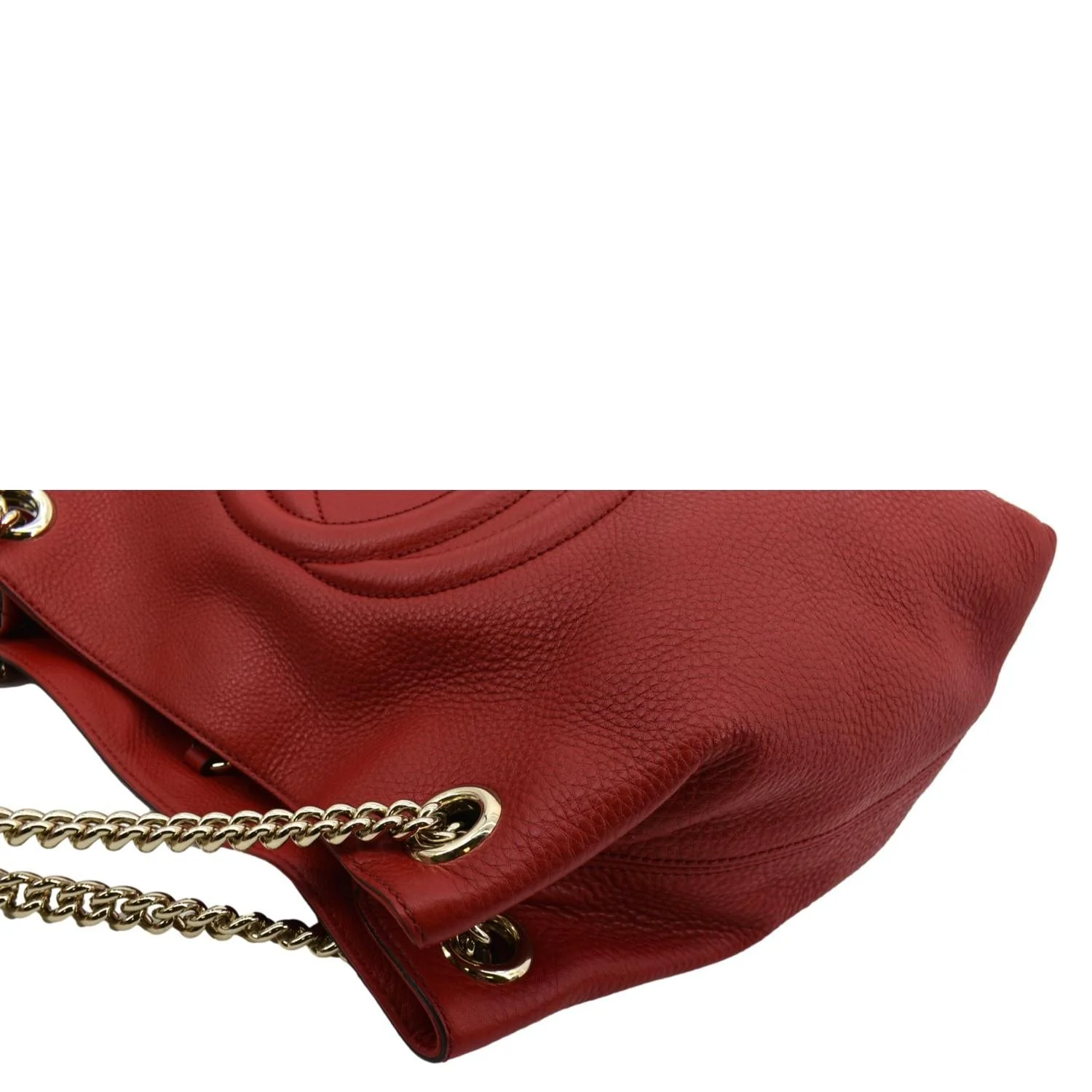GUCCI Soho Pebbled Leather Chain Shoulder Bag Red 308982 - Image 5