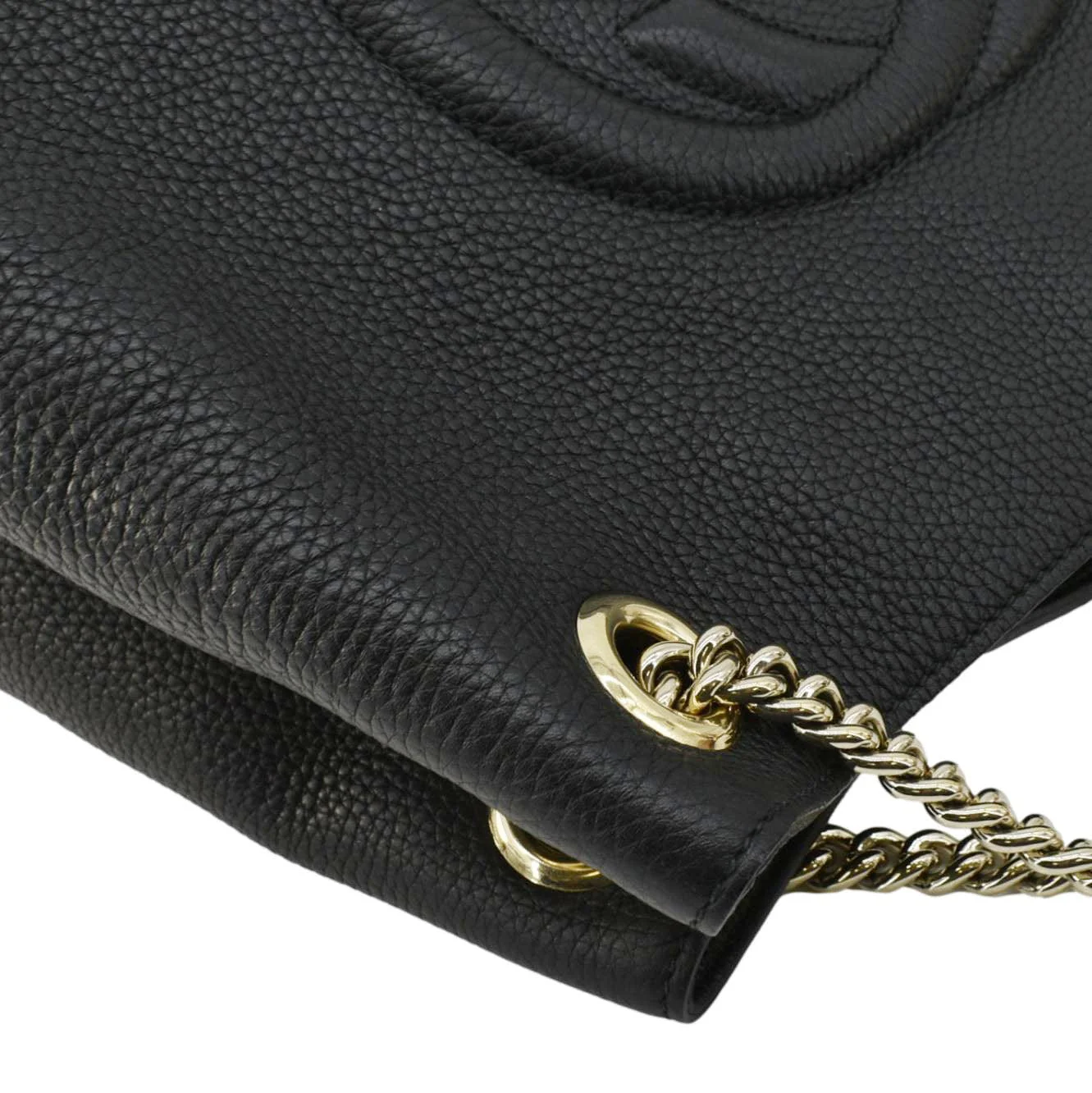 Gucci Soho Medium Pebbled Leather Shoulder Bag Black 308982 - Image 6
