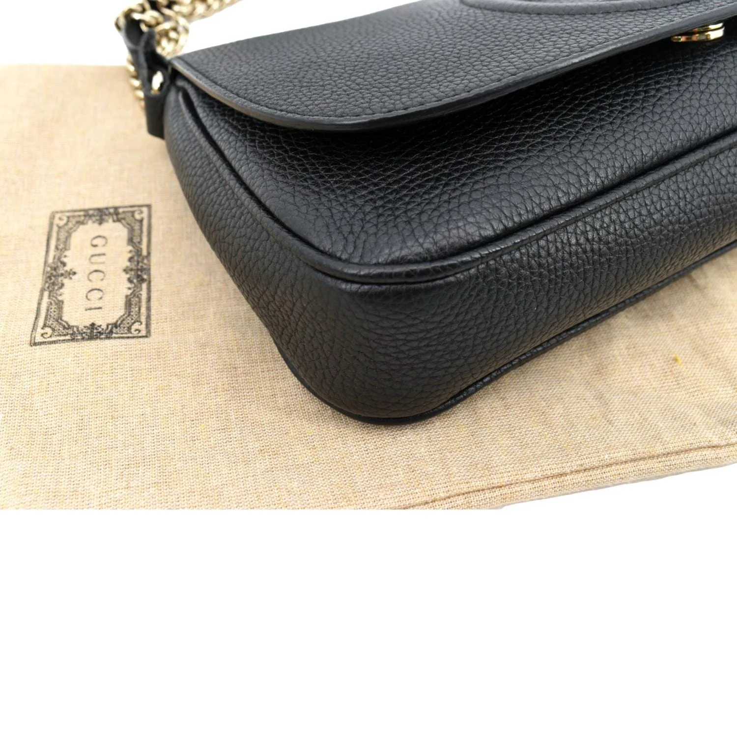 GUCCI Soho GG Flap Leather Chain Shoulder Bag Black 536224 - Image 9
