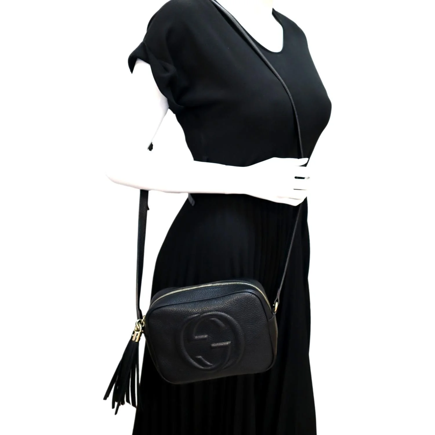 GUCCI Soho Disco Pebbled Leather Crossbody Bag Black 308364 - Image 2