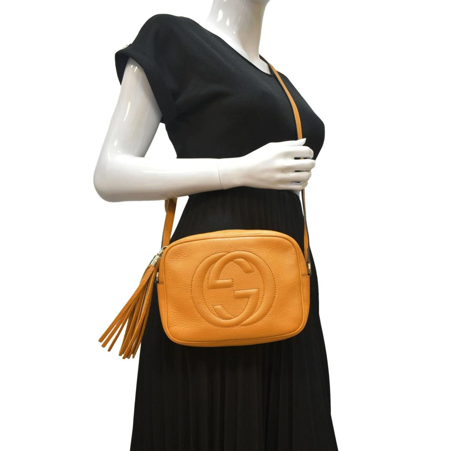 GUCCI Soho Disco Camera Leather Crossbody Bag Orange 308364 - Image 2