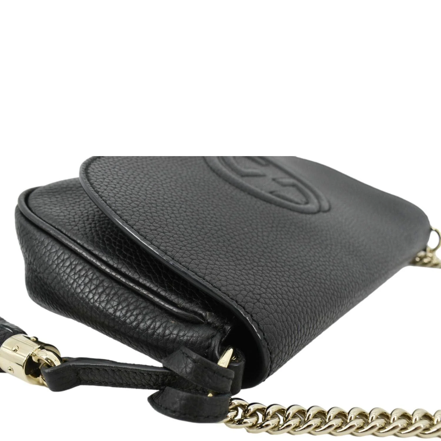 GUCCI Soho GG Flap Leather Chain Shoulder Bag Black 336752 - Image 6