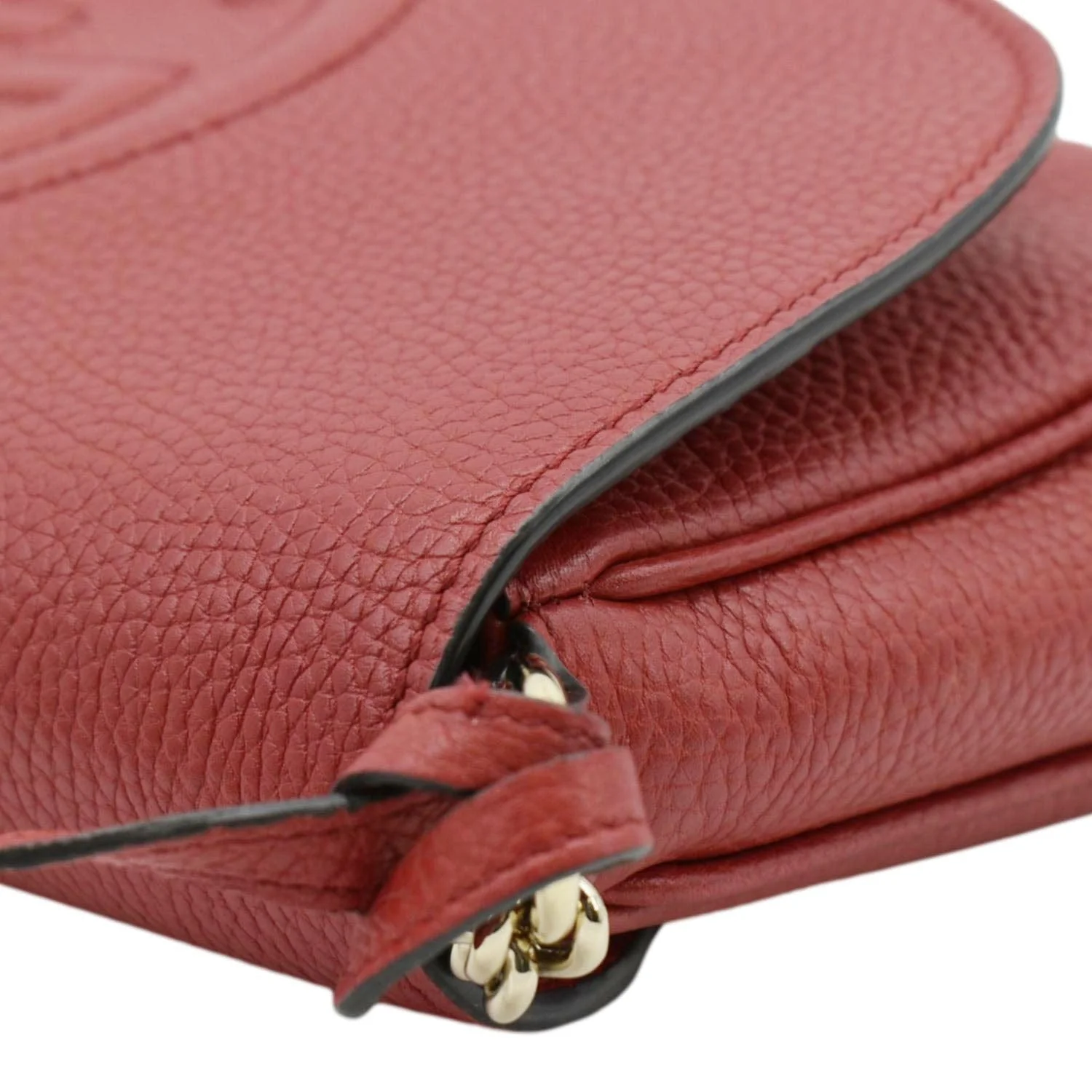 GUCCI Soho GG Flap Leather Chain Crossbody Bag Red 536224 - Image 5